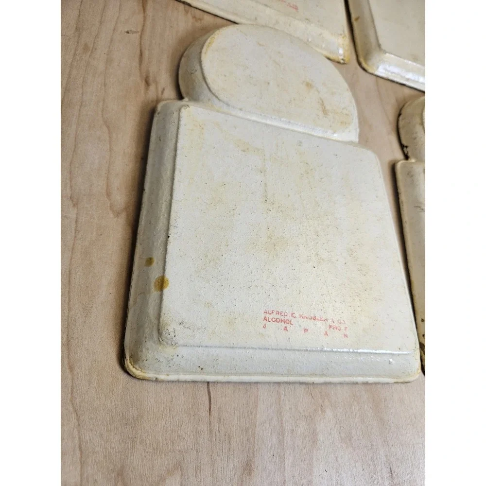 Vintage Mid Century Japanese Paper Mache Snack Trays Set 4 Floral Birds Knobler